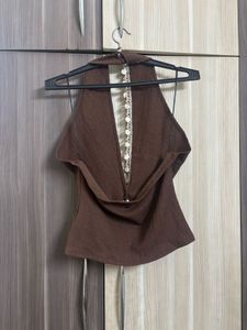 44 H&amp;M Embellished halterneck top