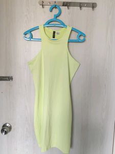 H&amp;M Yellow Green Bodycon Mini Dress