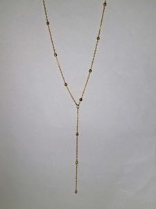 Gold Lariat Necklace with Beads