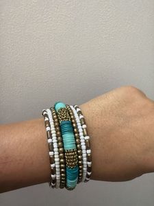 Boho Beaded Bracelet Set with Tassels