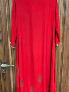 Vibrant Red Block Print Kurta