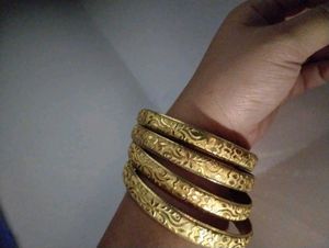 Set of 4 Ornate Gold Bangles