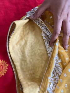 Embroidered Mustard Yellow Saree