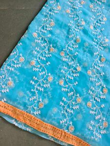Sky-blue Embroidered Dupatta 💙