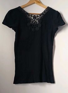 Black Lace Back T-Shirt