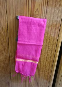 Vibrant Pink Dupatta with Golden Border