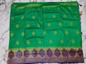 Elegant Green &amp; Blue Saree