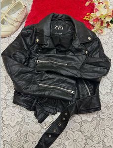 Black Faux Leather Biker Jacket