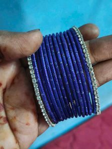 Blue Bangles with Crystal Embellishments
