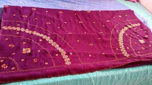 Purple Embroidered Saree