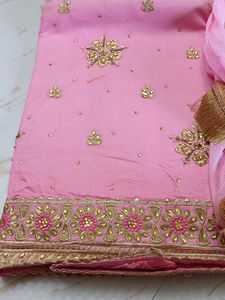 Unstitched Gorgeous Pink Embroidered Kurta Set