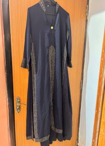 Elegant Navy Kurta Set with Gold Embellishments