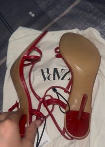 Red Strappy Stiletto Heels