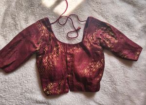 Maroon Brocade Blouse with Gold Motif