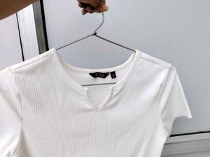 Ribbed Henley Crop Top