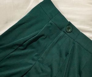Green Slit Cut Pants