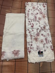 Elegant White Floral Pakistani Suit dress piece