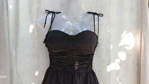 Chic Black Ruched Spaghetti Strap Dress