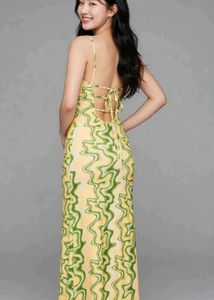 Yellow &amp; Green Swirl Maxi Dress