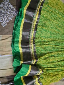 Elegant Green &amp; yellow toned shining anarkali ku