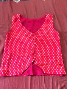 Vibrant Pink Sleeveless waistcoat ethnic s