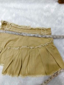 SHEIN Khaki Distressed Mini Skirt