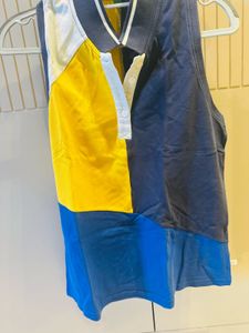Vibrant Colorblock Sleeveless Polo Tee