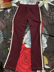 Maroon Sweatpants with Side Stripes