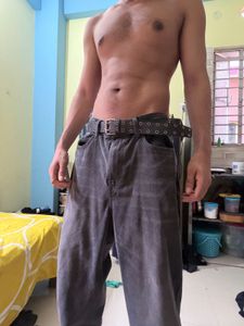 Black Classic Mid Rise Grey Wash Denim Jeans