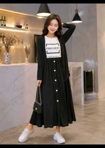 Chic Black Maxi Dress with Cardigan