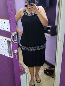xxl Black Sleeveless Dress with sequences