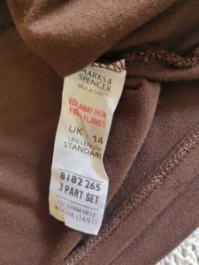 MARKS &amp; SPENCER Brown Long Sleeve Wrap Top