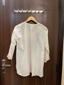 Embroidered White short Kurta