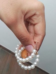 Elegant Pearl Hoop Earrings