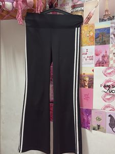 Black Flared Pants with White Stripes