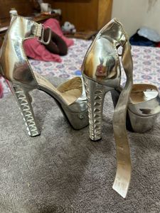 Silver Metallic Platform Heels
