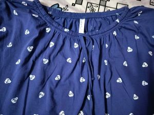 Cute Blue Heart Print Top 💙