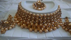 Royal Champagne Gold Pearl Choker Jewellery Set