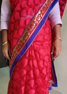 Elegant Red Embroidered Saree with blouse