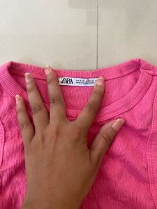 Zara Ribbed Pink Tank Top