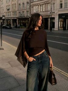 Savana Chic Brown Batwing Sleeve Top