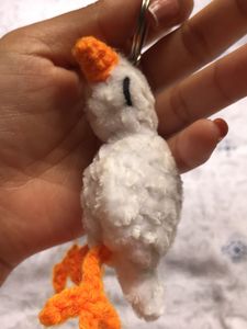 Cute White Chicken Keychain