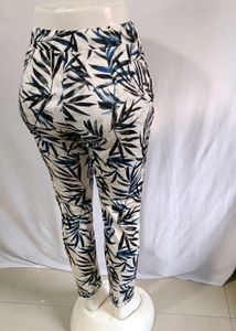Italian Brand Leaf Print Drawstring Pant Free Size