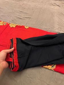 Red Embroidered Kurta Set 3 piece