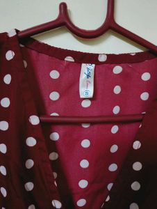 Polka Dot Tie Front Top