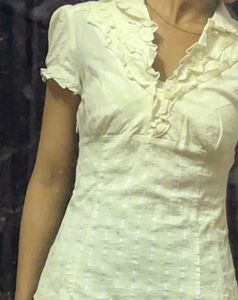 Pastel Yellow Ruffled V-Neck Fitted Top