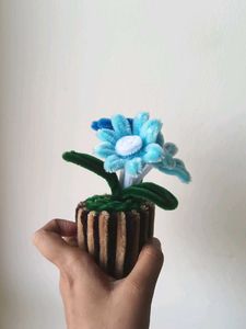 Handmade Blue Pipe Cleaner Flower Bouquet