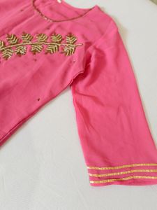 Pink Embroidered Kurta with Pants &amp; Dupatta