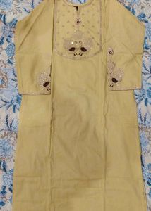 Yellow Kurta Set with Printed Dupatta