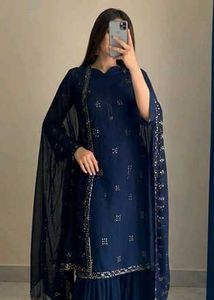handloom Navy Blue Sharara Set